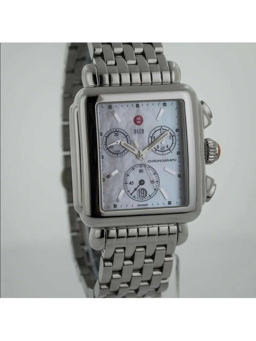 Michele Stainless Steel Deco Chronograph - Mother of Pearl Dial